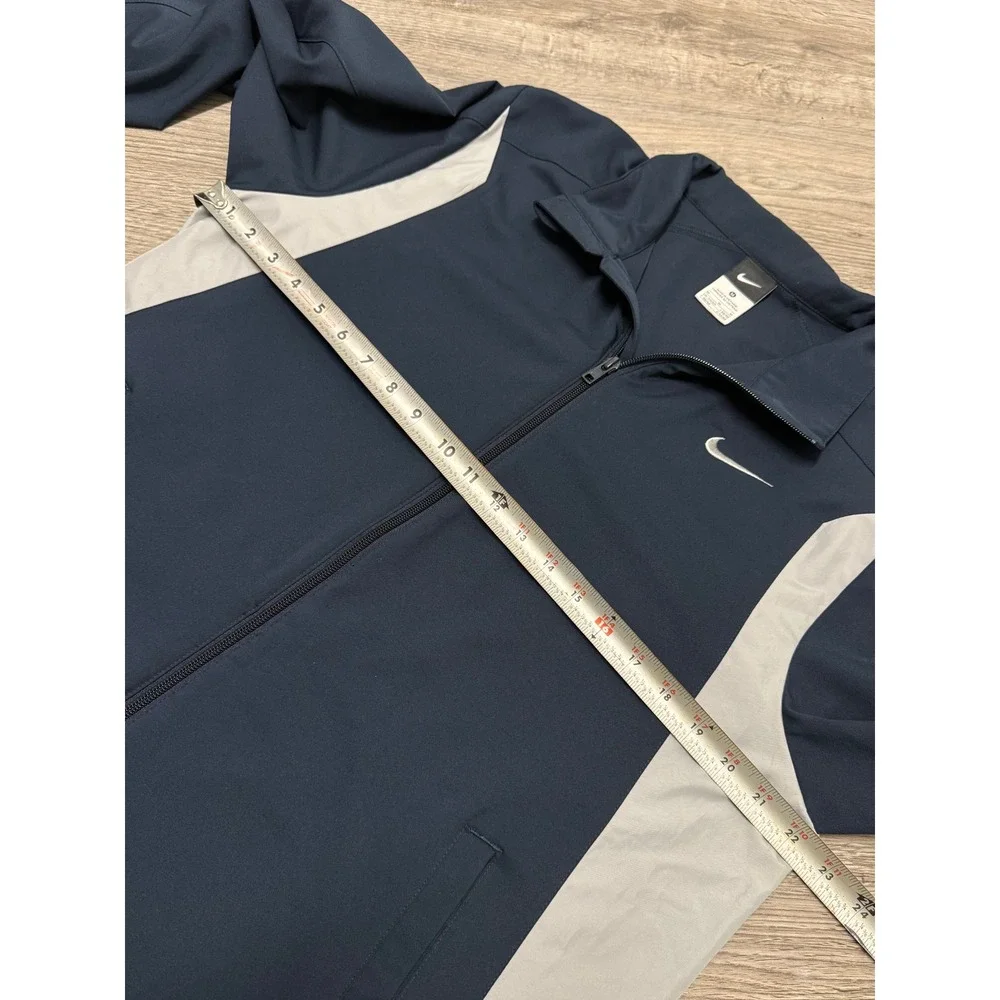 Nike Mens Full Zip Track Jacket Navy Blue White Swoosh Size M Windbreaker Warmup